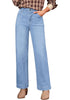 Lakeside Blue Women's High Waisted Wide Leg Jeans with Comfort Stretch and Functional Pockets