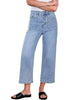 Women's High Waisted Multi Button Wide Leg Denim Jeans Casual Relaxed Daily Wear Functional Pockets