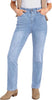 Lakeside Blue High Waist Denim Pants Straight Leg Comfort Stretch Jeans Full Length Jeans with Pockets Casual
