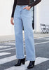 Lakeside Blue Women's High Waisted Wide Leg Jeans with Comfort Stretch and Functional Pockets