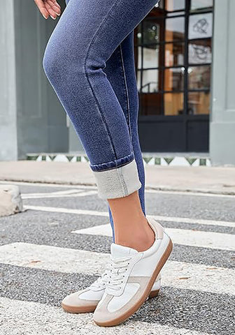 Women's High Waisted Classic Blue Skinny Fleece Lined Denim Jeans