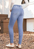 Lakeside Blue High Waist Skinny Jeans with Elastic Waistband for Women Stretch Denim Functional Pockets Comfort Fit Jeggings