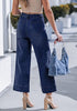 Women's High Waisted Wide Leg Cropped Denim Pants Rolled Cuff Casual Daily Wear Versatile Styling