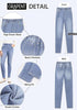 Lakeside Blue High Waist Skinny Jeans with Elastic Waistband for Women Stretch Denim Functional Pockets Comfort Fit Jeggings