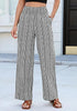 Women’s Striped Wide Leg Pants Causal Elastic High Waist Full Length Trousers with Pockets