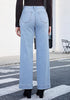 Lakeside Blue Women's High Waisted Wide Leg Jeans with Comfort Stretch and Functional Pockets
