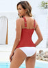 High Stretch One Piece Swimsuit Tie Front Keyhole Sleeveless Tank Style Swimwear