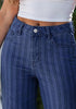 High Waisted Striped Wide Leg Jeans for Women Vintage Denim Loose Fit Casual Pants