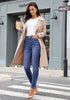 Women's High Waisted Classic Blue Skinny Fleece Lined Denim Jeans