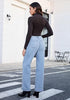 Lakeside Blue Women's High Waisted Wide Leg Jeans with Comfort Stretch and Functional Pockets