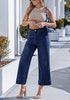 Women's High Waisted Wide Leg Cropped Denim Pants Rolled Cuff Casual Daily Wear Versatile Styling