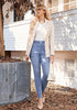 Lakeside Blue High Waist Skinny Jeans with Elastic Waistband for Women Stretch Denim Functional Pockets Comfort Fit Jeggings