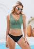 Women's Cropped Tankini Top Bow Knot Cut out Ruched Bikini