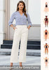 Women's High Waisted Wide Leg Soft Twill Pants Relaxed Fit Patch Pocket Trousers