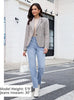 Lakeside Blue High Waist Denim Pants Straight Leg Comfort Stretch Jeans Full Length Jeans with Pockets Casual