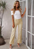 Pale Khaki Mid-Waisted Stretchable Straight Leg Denim Jeans