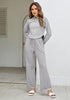 Heather Gray  Women's Casual Elastic Waist Full Length Relaxed Fit Stretch Wide Leg Pants Side Pocket