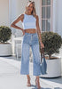 Women's High Waisted Multi Button Wide Leg Denim Jeans Casual Relaxed Daily Wear Functional Pockets
