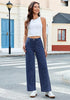 High Waisted Striped Wide Leg Jeans for Women Vintage Denim Loose Fit Casual Pants