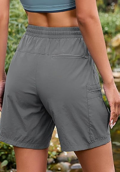 LookbookStore Women's Dark Gray 7 Inch High Waisted Cargo Shorts, Lightweight Quick Dry Hiking Golf Summer Casual Outdoor Shorts with Pockets