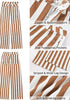 Women's Fashion High Waist Wide Leg Loose Fit Brown White Striped Denim Jeans