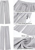 Heather Gray  Women's Casual Elastic Waist Full Length Relaxed Fit Stretch Wide Leg Pants Side Pocket