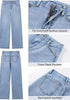 Lakeside Blue Women's High Waisted Wide Leg Jeans with Comfort Stretch and Functional Pockets