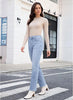 Lakeside Blue High Waist Denim Pants Straight Leg Comfort Stretch Jeans Full Length Jeans with Pockets Casual