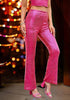 Women's High Shine Wide Leg Trousers Glitter Sequin Evening Pants Clubwear High Waist Glam