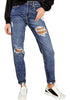 Reef Blue Cuffed Ripped Denim Boyfriend Jeans