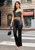 Women's High Shine Wide Leg Trousers Glitter Sequin Evening Pants Clubwear High Waist Glam