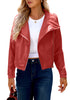 Luscious Red Women's Faux Leather Long Sleeve Motorcycle Biker Warm Jacket