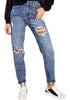 Bay Blue Cuffed Ripped Denim Boyfriend Jeans