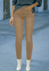 Khaki Women's Denim Fleece Mid Waist Thermal Jeggings Warm Trousers Jeans