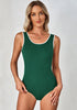 Dark Green Women's Stretch Scoop Neck Sleeveless Bodysuit Leotard One Piece Top