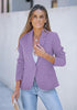 Lavender Womens Notched Lapel Pockets Button Work Office Blazer Jacket Suit