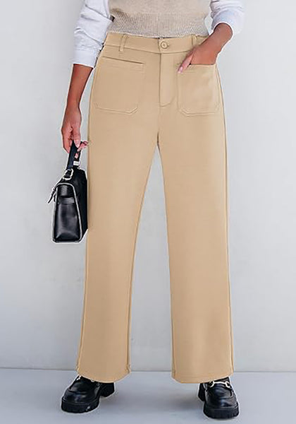 Lark Women's  High Waist Relaxed Fit Wide Leg Cropped Length Style Casual Pants With Pockets