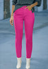 Fuchsia  Women's Denim Fleece Mid Waist Thermal Jeggings Warm Trousers Jeans