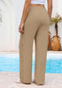 Women's Loose Wide Leg Pants with Hollow Out Side High Waisted Drawstring Elastic Casual Summer Trousers