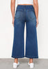 Classic Blue Women's High Waisted Wide Leg Denim Cropped Jean Pants for Curvy