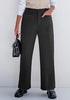 Black Women's  High Waist Relaxed Fit Wide Leg Cropped Length Style Casual Pants With Pockets