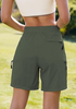 LookbookStore Women's  Army Green Cargo Hiking Shorts Elastic Pull On Waist Lightweight Quick Dry 7 Inch Inseam Summer Outdoor Athletic Golf Shorts