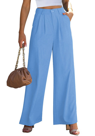 Tranquil Blue Women's High Waisted Wide Leg Business Work Pants