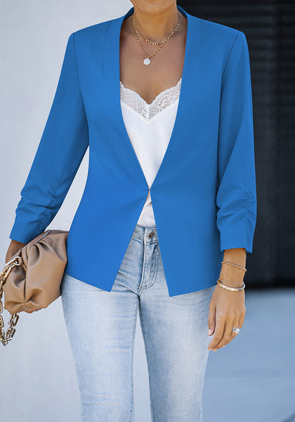 Victoria Blue Women's Brief 3/4 Sleeve Suit Blazer Open Front Cardigan Casual Jackets