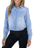 Skyblue Women's Brief Button Down Lightweight Denim Shirt Jacket Y2K Jean Blouse
