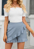 Dusty Blue Women's High Waist Flowy Elastic Waist Lightweight Skort Ruffle Shorts
