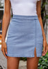 Azure Mood Women's Brief Pencil High Waist Bodycon Denim Mini Slit Skirts