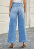 Medium Blue Women's Stretchy Pull On Jeans High Waisted Denim Pants 90s