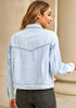 Blue Breeze Women's Brief Relaxed Trucker Croped Zip Up Denim Jackets with Pockets