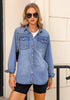 Cool Blue Women's Trendy Long Denim Jackets Oversized Shackets with Pockets